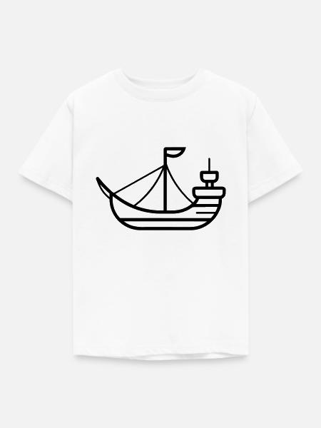 Piratenschiff - Kinder T-Shirt - Weiß