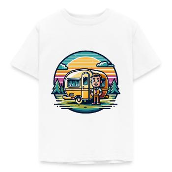 Camping Camper Wohnwagen - Kinder T-Shirt - Weiß - Vorne - AI Model Kid Male (0cm)