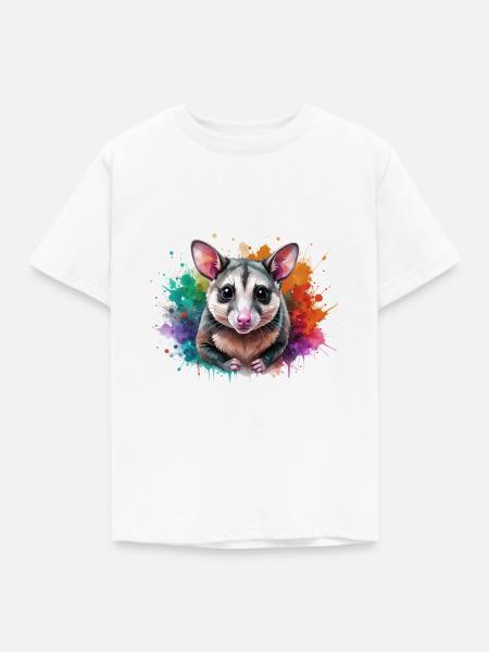 opossum,maus,graffiti,illustration,bunt - Kinder T-Shirt - Weiß