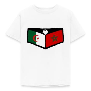 Marokko Algerien Herz Würfel Flagge - Kinder T-Shirt - Weiß - Vorne - AI Model Kid Male (0cm)