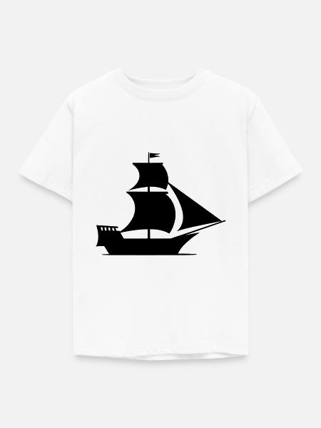 Piratenschiff - Kinder T-Shirt - Weiß