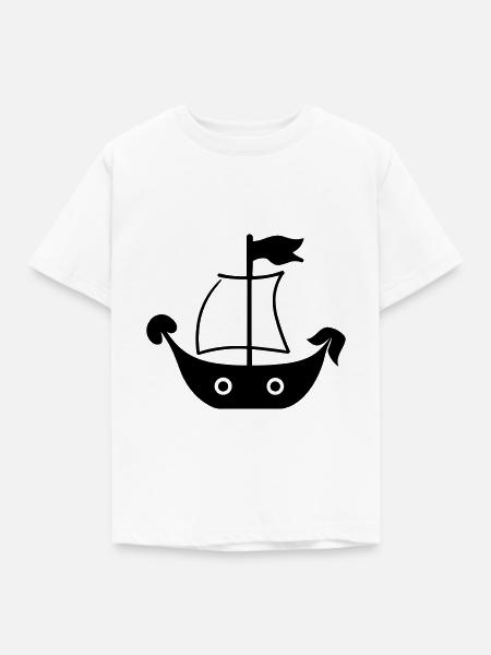 Piratenschiff - Kinder T-Shirt - Weiß
