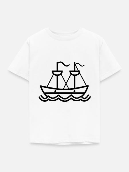 Piratenschiff - Kinder T-Shirt - Weiß