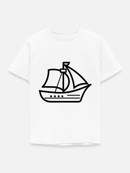 Piratenschiff - Kinder T-Shirt - Weiß