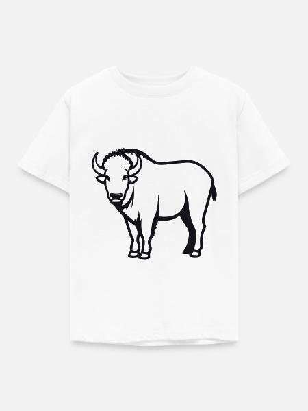 Büffel - Kinder T-Shirt - Weiß