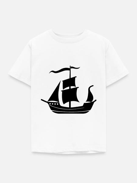 Piratenschiff - Kinder T-Shirt - Weiß
