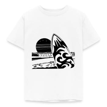 Surf at sunset on a wild beach - Kids' T-Shirt - white - Front - AI Model Kid Male (0cm)