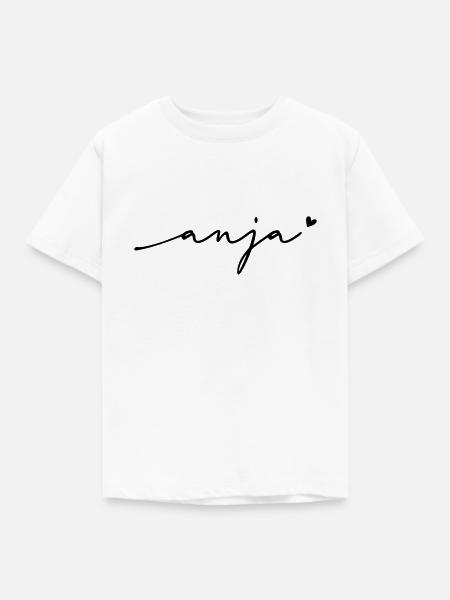 Anja Schreibschrift Name - Kinder T-Shirt - Weiß