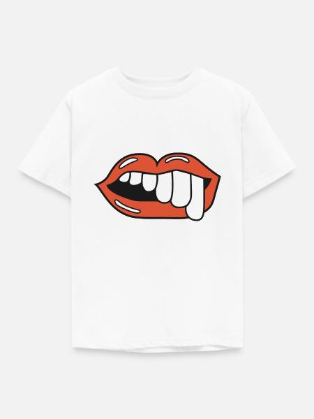 teeth lips ugly illustration - Kinder T-Shirt - Weiß
