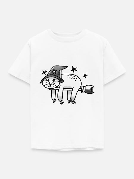 Glücklicher schläfriger Faultier-Zauberer - Kinder T-Shirt - Weiß