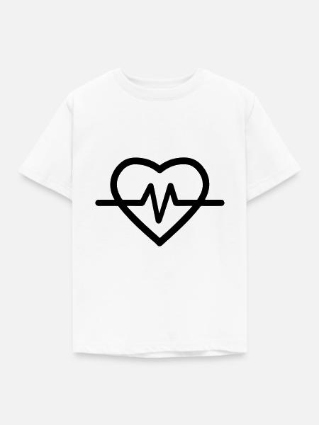 Herzschlag - Kinder T-Shirt - Weiß