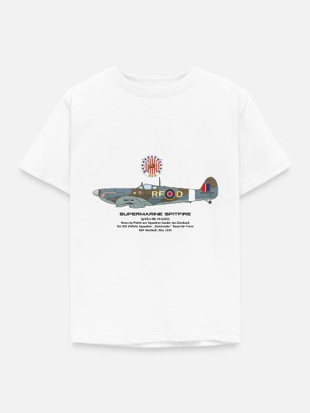 Geschwader 303 Spitfire Jan Zumbach - Kinder T-Shirt - Weiß