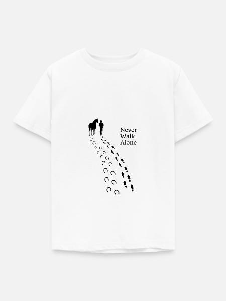 Pferde Hufeisen Reiten Never Walk Alone Geschenk - Kinder T-Shirt - Weiß