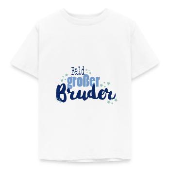 Bald grosser Bruder blau - Kinder T-Shirt - Weiß - Vorne - AI Model Kid Male (0cm)