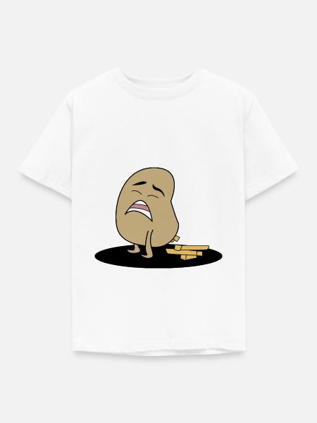 Kackende Kartoffel kackt Pommes Geschenk - Kinder T-Shirt - Weiß