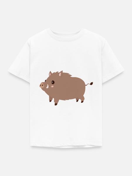 Wildschwein - Kinder T-Shirt - Weiß