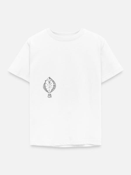 Scholle Strichzeichnung - Kinder T-Shirt - Weiß