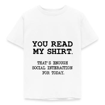 Funny saying funny social interaction people - Kids' T-Shirt - white - Front - AI Model Kid Male (0cm)