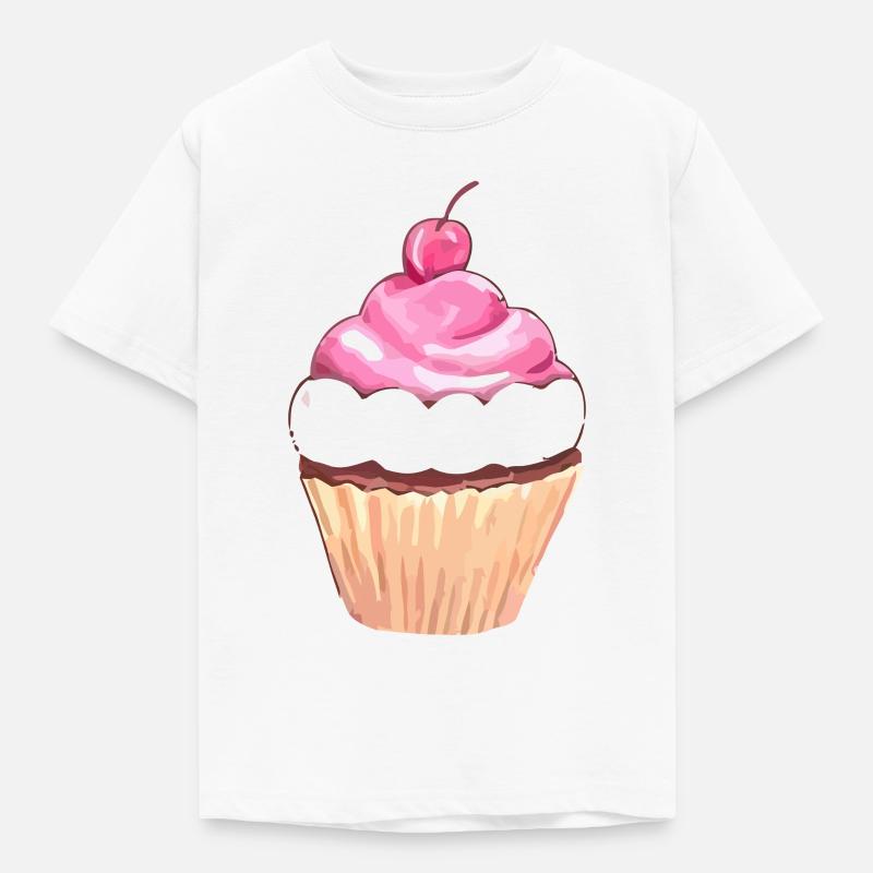 Cupcake with cherry - Kids' T-Shirt - white