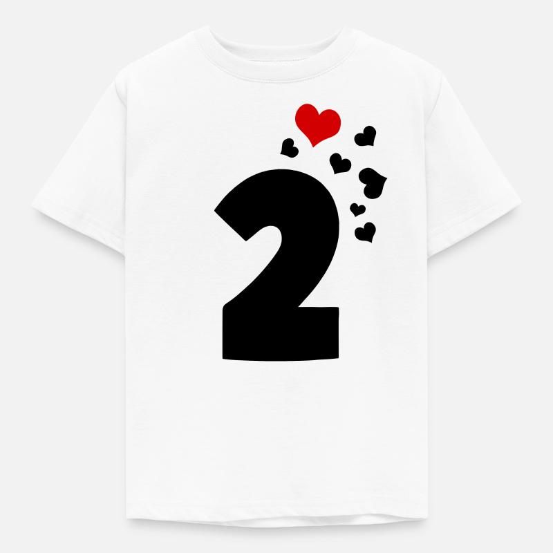 2 corazones 2º cumpleaños - Camiseta niño - blanco
