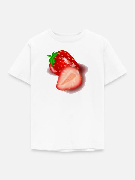 Erdbeer-Schnittbild Illustration - Kinder T-Shirt - Weiß