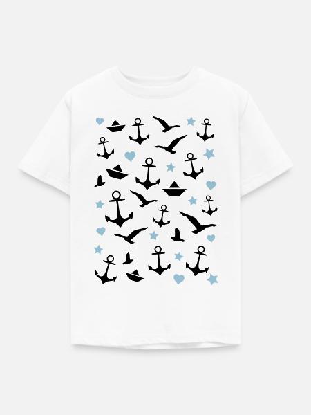 Maritimes Muster Anker Sommer - Kinder T-Shirt - Weiß