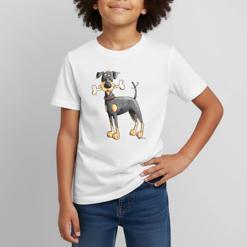 Dobermann Oder Pinscher mit Knochen Kinder T-Shirt