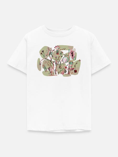 Abstrakte Farb-Chaos Illustration - Kinder T-Shirt - Weiß