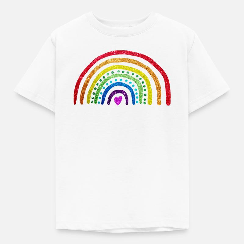 Regenbogen-Glitzer - Kinder T-Shirt - Weiß
