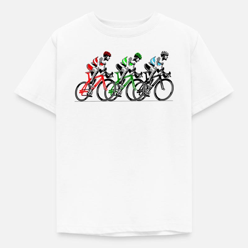 Three cyclists on the move - Kids' T-Shirt - white