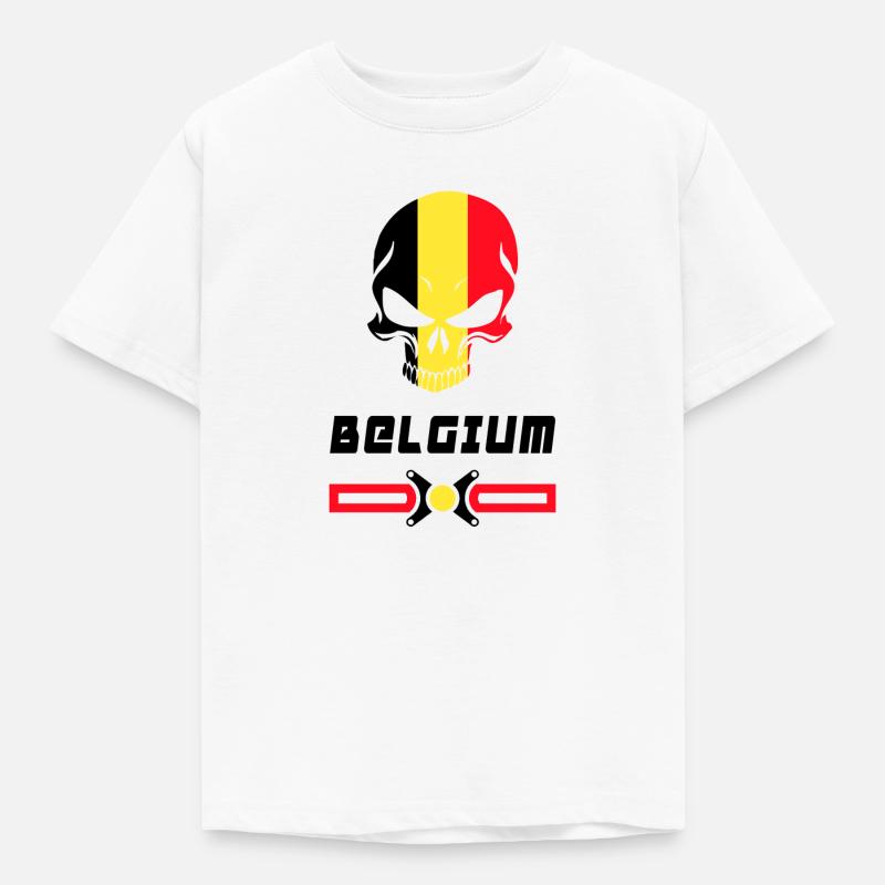 Conception de drapeau de crâne de Belgique - T-shirt Enfant - blanc
