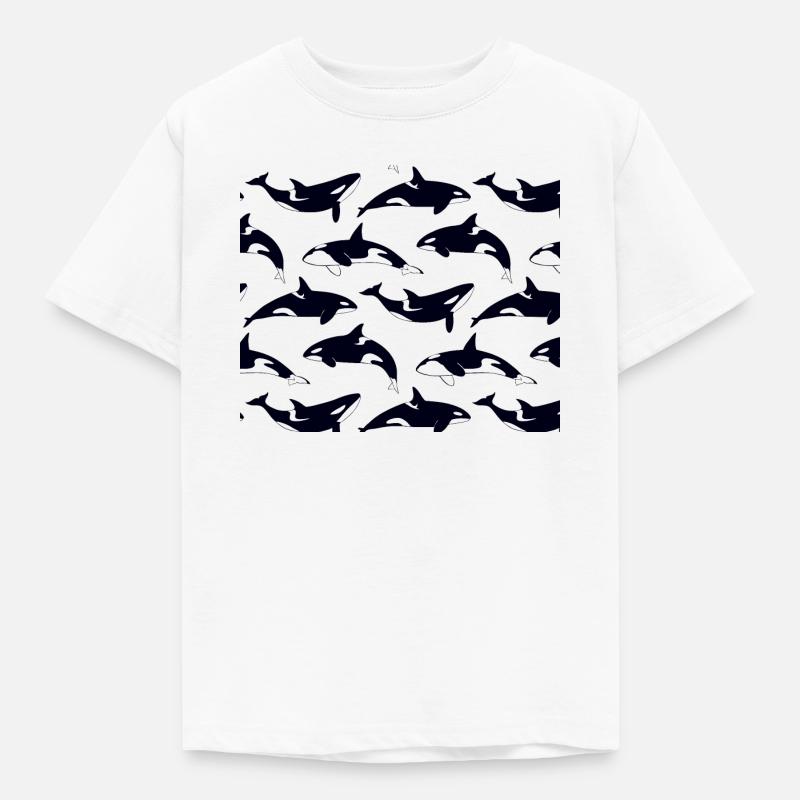 Black and white orca pattern pattern - Kids' T-Shirt - white