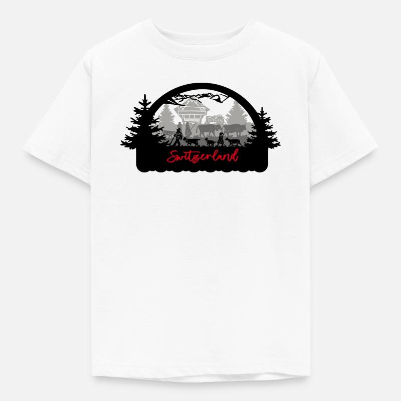 Switzerland Scherenschnitt - Kinder T-Shirt - Weiß