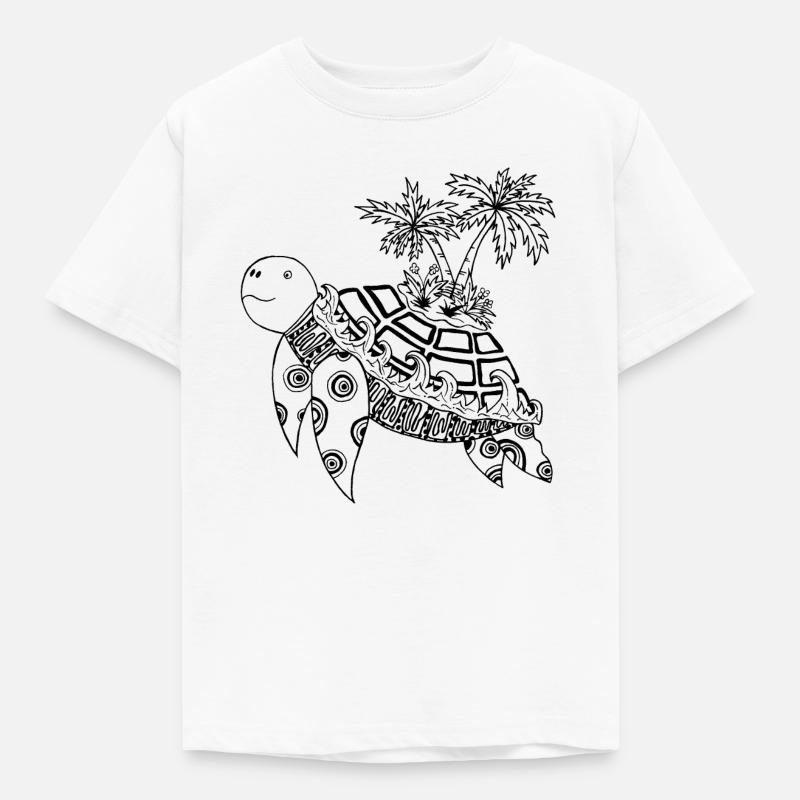 Turtle with island on its back - Kids' T-Shirt - white