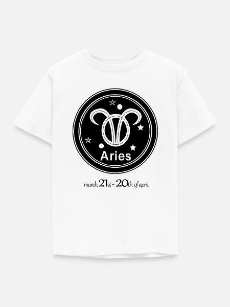 Sternzeichen Widder 002 schwarz - Kinder T-Shirt - Weiß