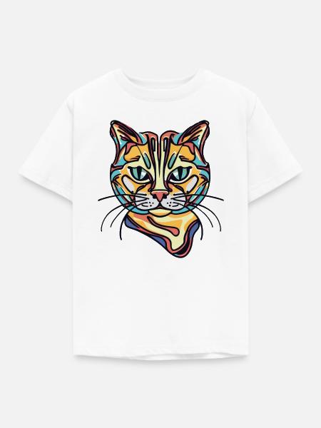 Bunte Katze - Kinder T-Shirt - Weiß