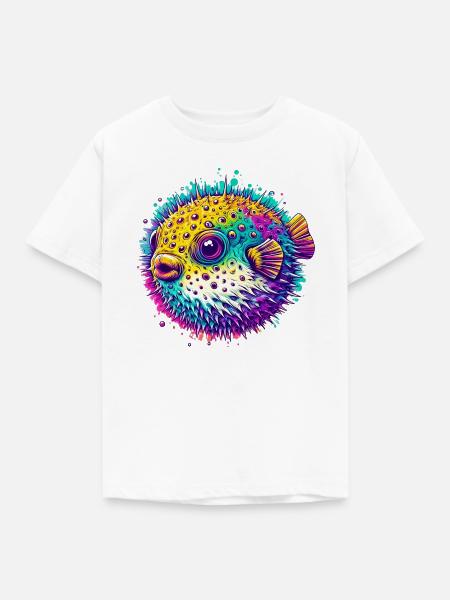Kugelfisch - Kinder T-Shirt - Weiß