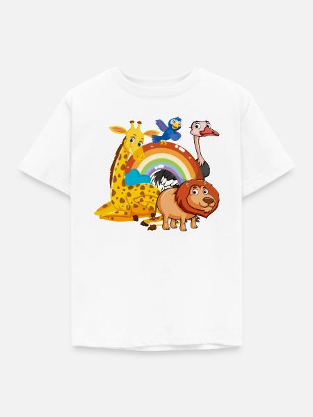 Regenbogen Dschungel Pals Illustration - Kinder T-Shirt - Weiß