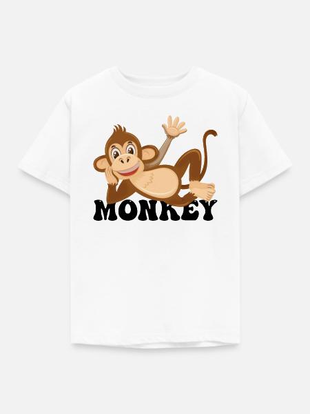 Fröhliche Monkey Lounge Illustration - Kinder T-Shirt - Weiß