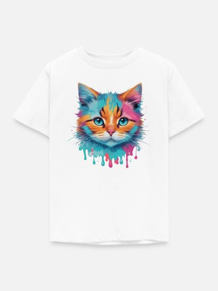 Niedliche Katze - Kinder T-Shirt - Weiß