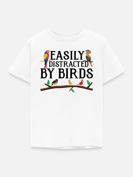 Leicht von Vögeln abgelenkt - Kinder T-Shirt - Weiß