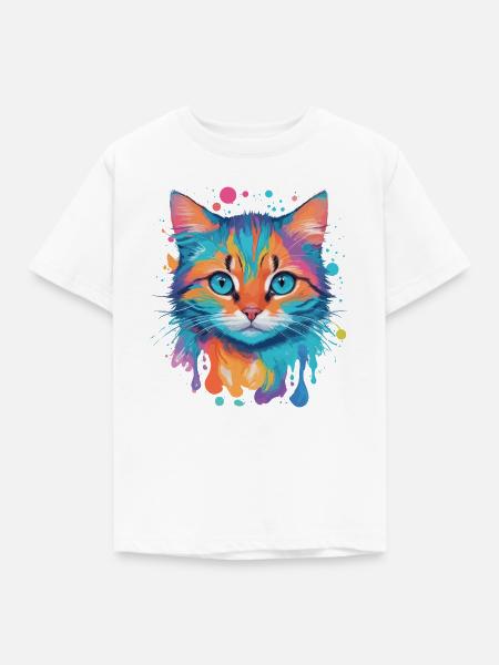 Niedliche Katze - Kinder T-Shirt - Weiß