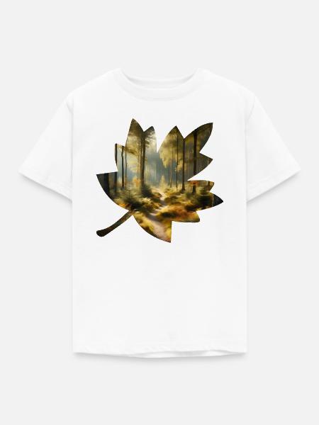 Herbstblatt - Kinder T-Shirt - Weiß