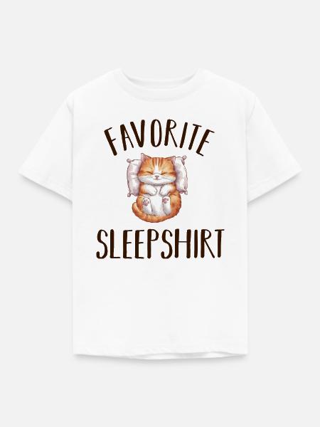 Schlafende Katze Pyjama - Kinder T-Shirt - Weiß