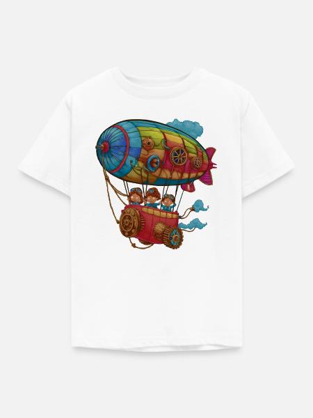 Kunstvolles Steampunk-Luftschiff - Kinder T-Shirt - Weiß