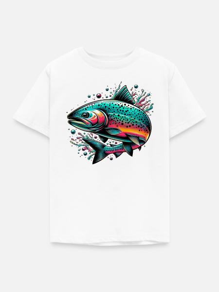 Lachs - Kinder T-Shirt - Weiß