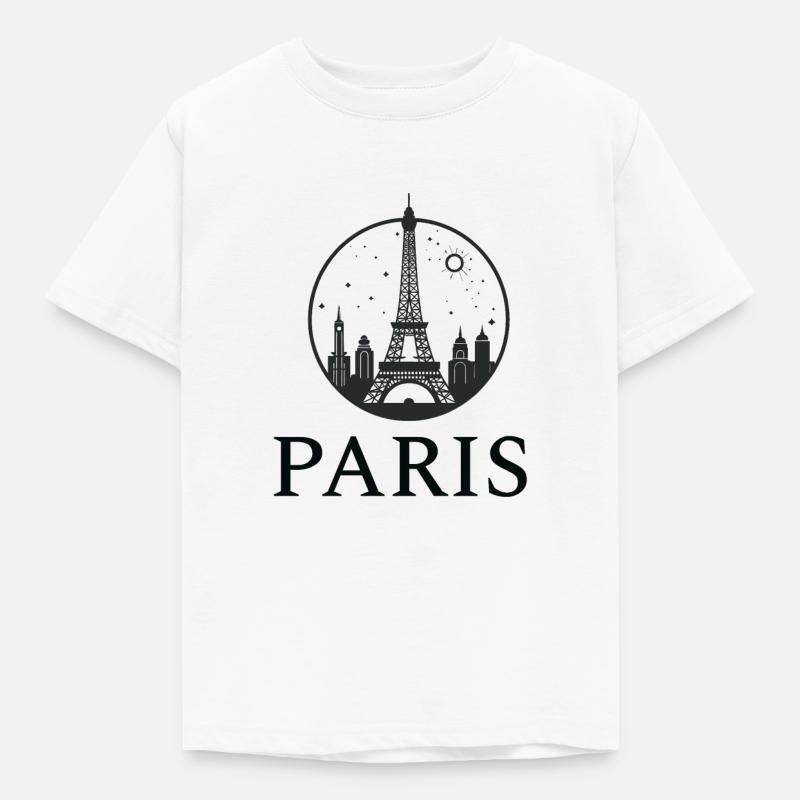 Paris Eiffel Tower silhouette in a circle - Kids' T-Shirt - white