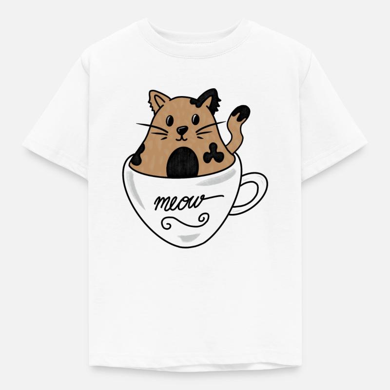 Cup cat - Kinder T-Shirt - Weiß