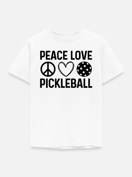 Frieden Liebe Pickleball - Kinder T-Shirt - Weiß