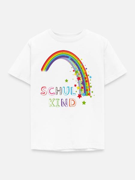 Schulkind Regenbogen - Kinder T-Shirt - Weiß